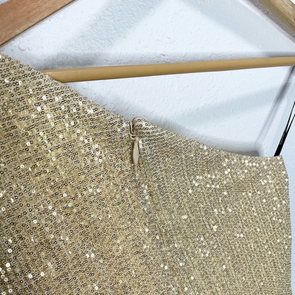 Lavish Alice One Shoulder Pleated Sequin Cowl Midi Dress In Bronze 4 NWT - Picture 6 of 10